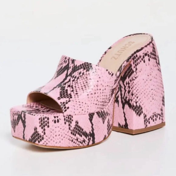 SCHUTZ Aretha Snake-Embossed Platform Sandals 7.5 - Picture 13 of 13